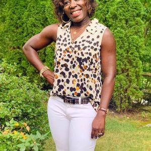 CAbi Leopard Print Sleeveless Top